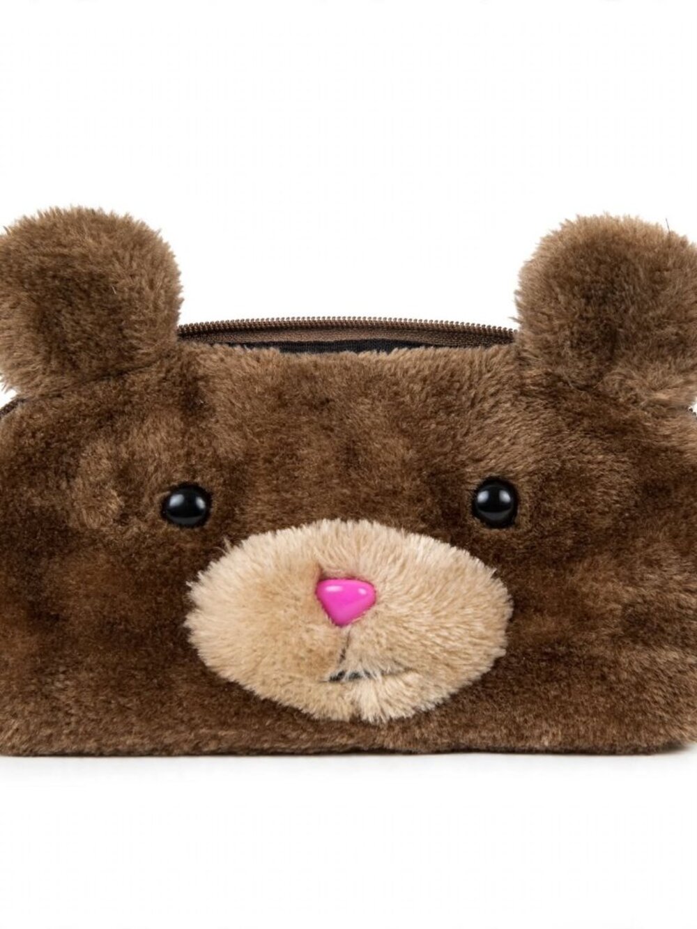 Luv Betsey by Betsey Johnson Brown Teddy Bear Plush Pencil Case Makeup Pouch Y2K